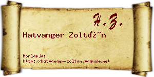 Hatvanger Zoltán névjegykártya